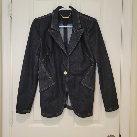 WHITE HOUSE BLACK MARKET Tailored Denim Blazer Sz 10 - Picture 2 of 12